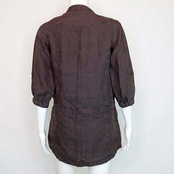 Comptoir des Cotonniers Linen Top Drawstring Waist Minimalist Neutral Women's 36 - Picture 3 of 5